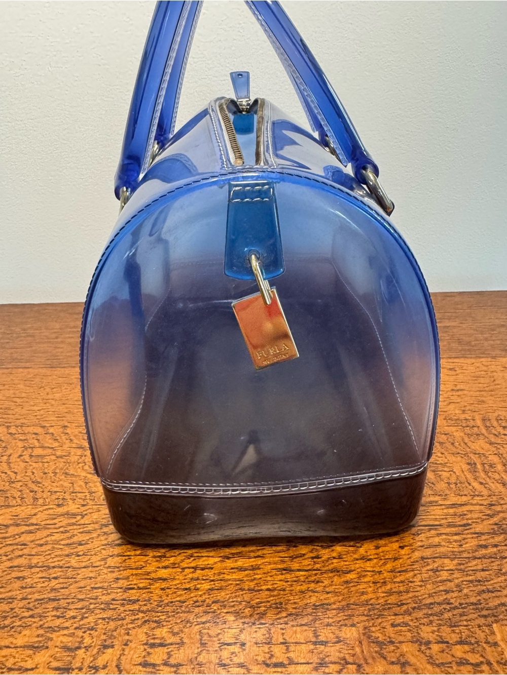 Furla Candy Bag Satchel Ombré Blue Translucent Jelly Boston Bag - Picture 4 of 14